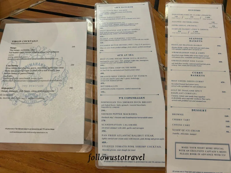 曼谷帆船餐廳Sirimahannop吉祥號 昭披耶河畔美景配上美食 20 Sirimahannop 吉祥號餐點菜單