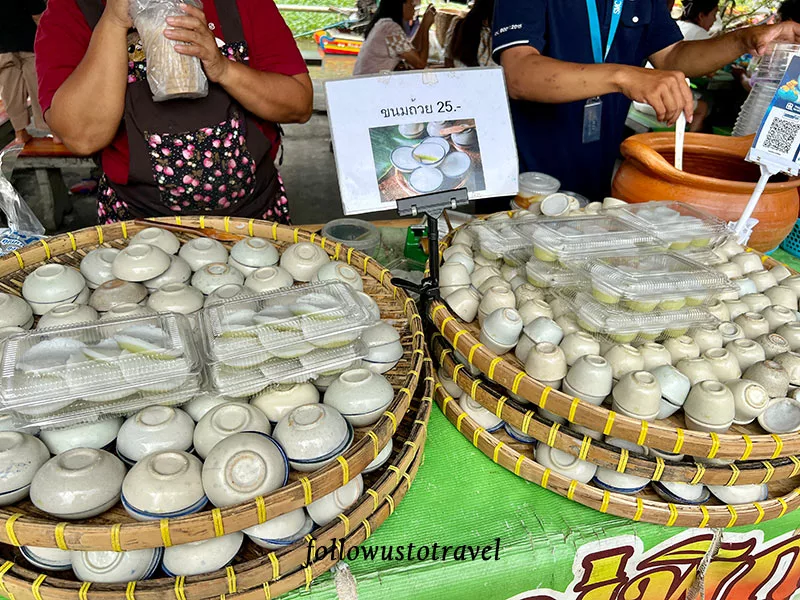 曼谷水上市場 Wat Saphan Floating Market 椰奶布丁