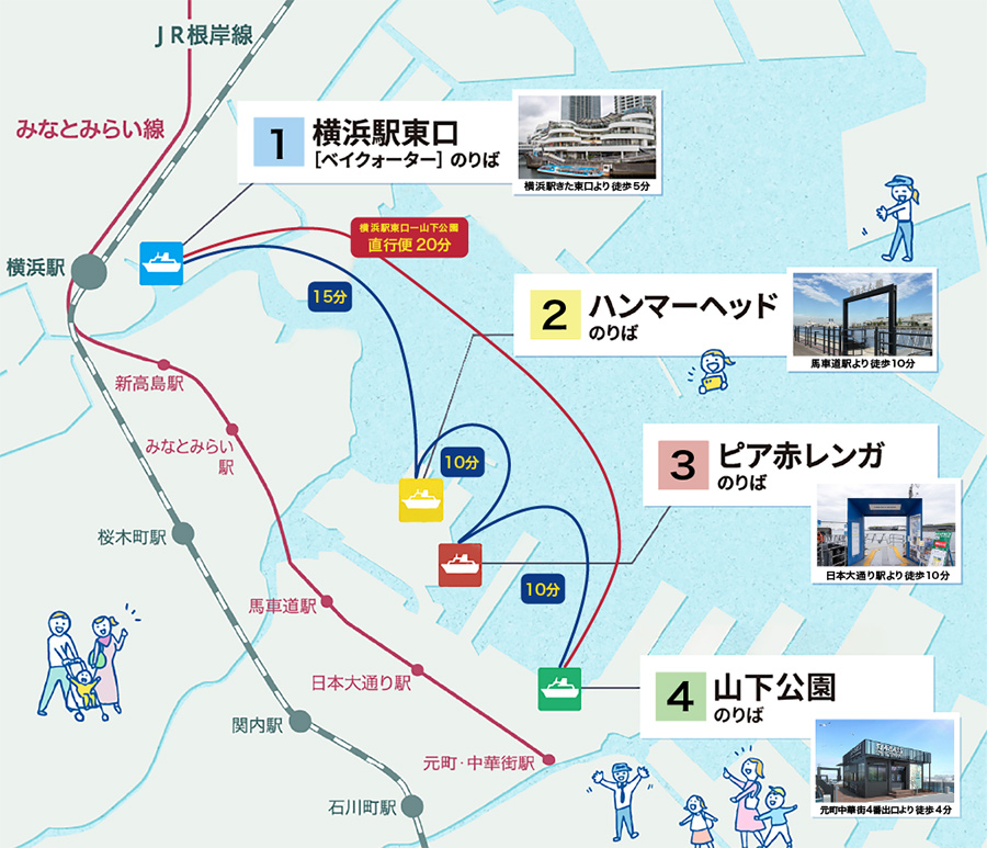 橫濱水上巴士地圖 Sea Bass