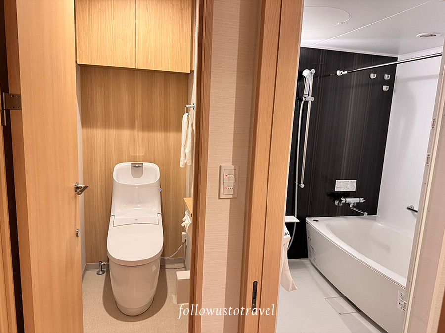 Modern bathroom with toilet and bathtub